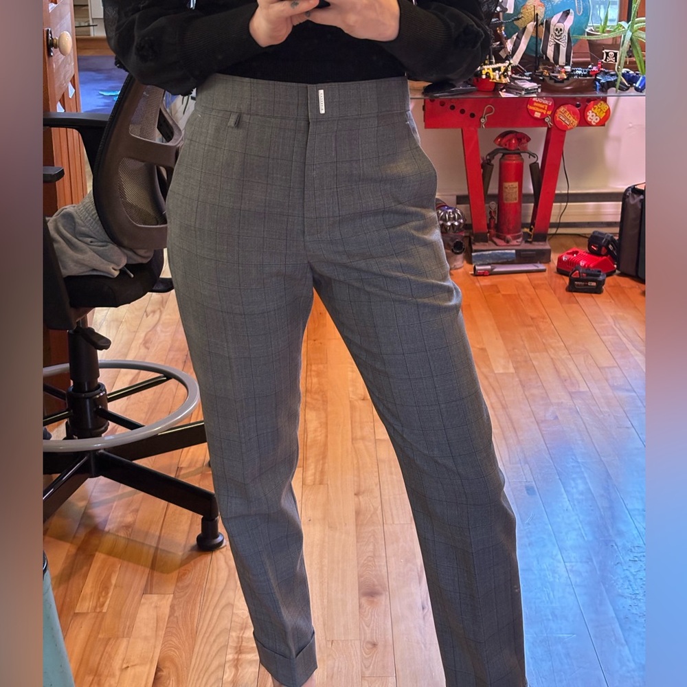 Wool Gray Plaid Trousers